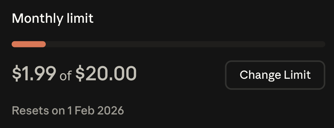 Monthly API budget limit: $20